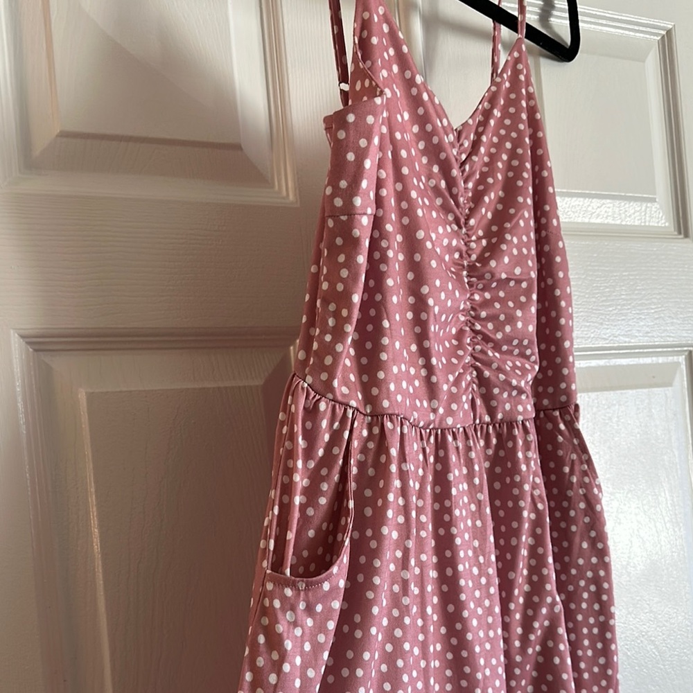 Dusty Rose Polka Dot Midi Dress - Women - Picture 2 of 5